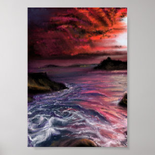 Mooie zee zonsondergang - Abstract origineel schil Poster
