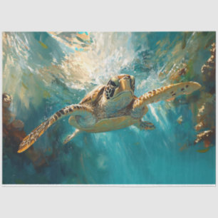 Mooie Zeeen schildpad decoupage Tissuepapier