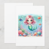 mooie zeemeermin kawaii kaart (Voorkant / Achterkant)