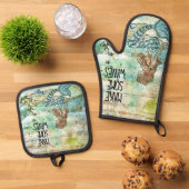 Mooie zeemeermin maakt wat golven ovenwant & pannenlap set (Top down)