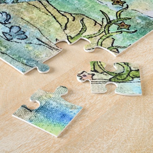 Mooie zeemeermin maakt wat golven puzzel legpuzzel (Zijkant)