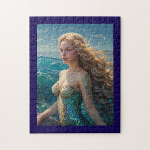 Mooie zeemeermin meisje in de oceaan legpuzzel