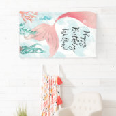 Mooie Zeemeermin Meisje Verjaardag Vinyl Banner (Insitu)