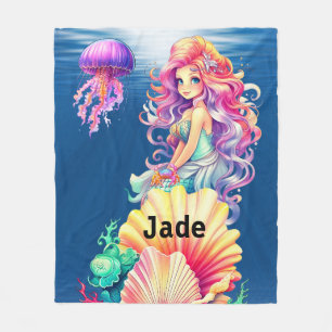 mooie zeemeermin met haar zee vrienden fleece deken