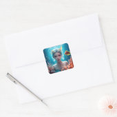 Mooie zeemeermin onder water vierkante sticker (Envelop)