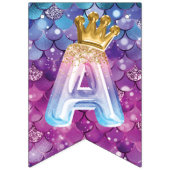 Mooie Zeemeermin Verjaardagsballon Folie Letters Vlaggetjes (Derde vlag)