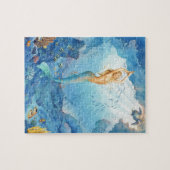 Mooie zeemeermin, vis en scheepswrak legpuzzel (Horizontaal)