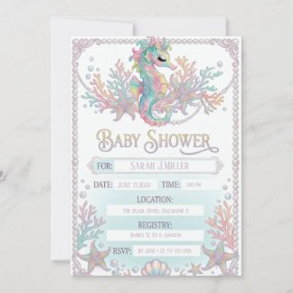"Mooie Zeepaardje Baby Shower Uitnodiging