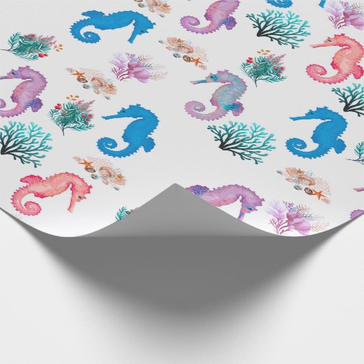 Mooie zeepaardjes inpakpapier (Hoek)