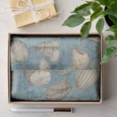 Mooie  zeeschelpen in blauw tissuepapier (Geschenk)