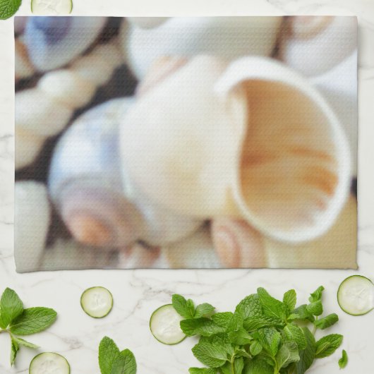 Mooie zeeschelpen, zomer, strand, schelpen theedoek (Gevouwen)