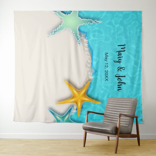 Mooie Zeester Summer Strand Bruiloft Achtergrond Wandkleed (In Situ (horizontaal))