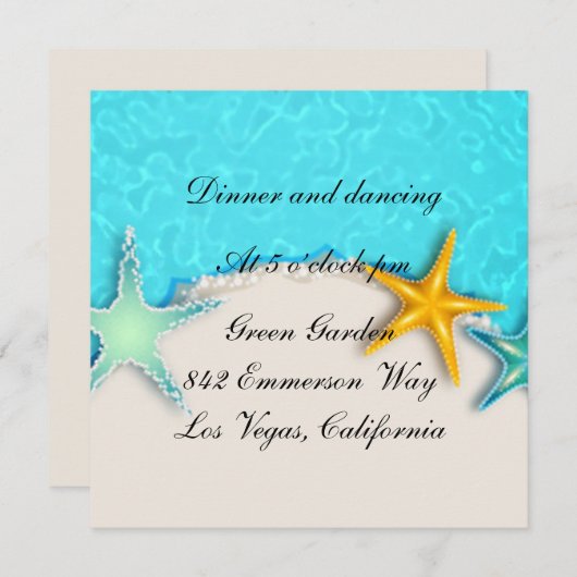 Mooie Zeester Summer Strand Bruilofts Uitnodigings Kaart (Voorkant / Achterkant)