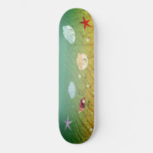 Mooie zeesterren en oesterschelpen met parels skateboard