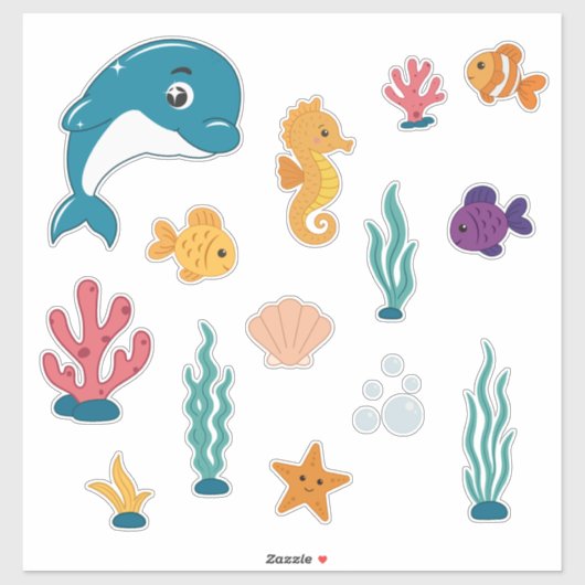 Mooie Zeewezens Stickers Set (Vel)