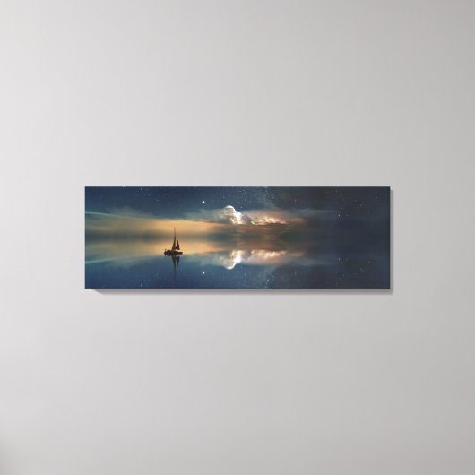 Mooie zeezondesboot en wolken canvas afdruk (Voorkant)