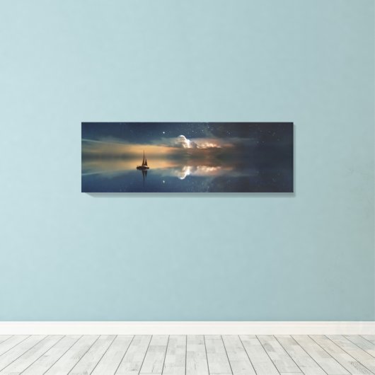 Mooie zeezondesboot en wolken canvas afdruk (Insitu (Houten vloer))