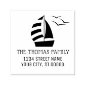 Mooie zeilboot nautische naam retouradres #2  zelfinktende stempel (Design)