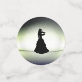 Mooie zigeuner meisje speelt viool groen confetti (Kleine voorkant)