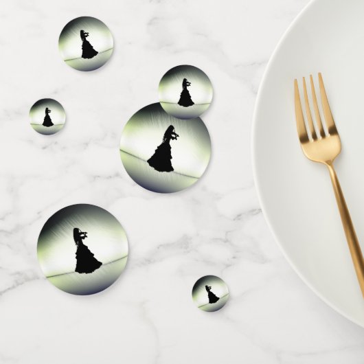 Mooie zigeuner meisje speelt viool groen confetti (Groep)