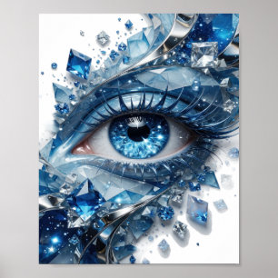 Mooie Zilveren BLAUWE IJSOOG Statement Design Poster