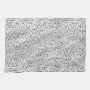 Mooie zilveren cheeta luipaard vel print patroon theedoek
