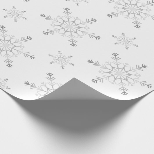 Mooie zilveren kerstsnowflakes cadeaupapier (Hoek)