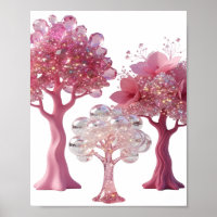 Mooie Zilveren ROZE DIAMANTEN BOMEN