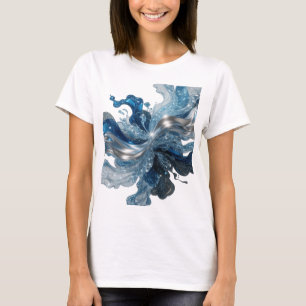 Mooie Zilveren WATERGOLF 3D-tekstkunst T-shirt
