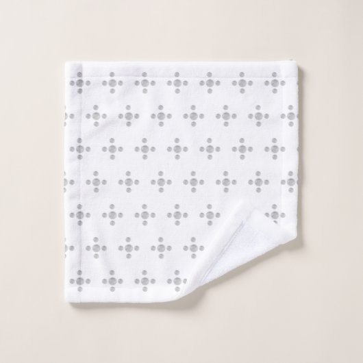 Mooie zilvergrijze stippen op witte badhanddoekset bad handdoek (Wasdoekje)