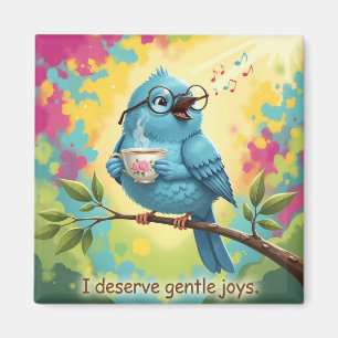 Mooie zingende blauwe vogel magneet