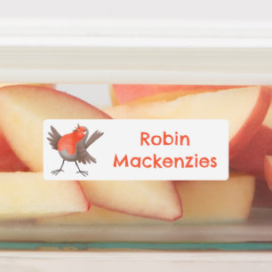 Mooie zingende roodborst vogel cartoon personalisa labels
