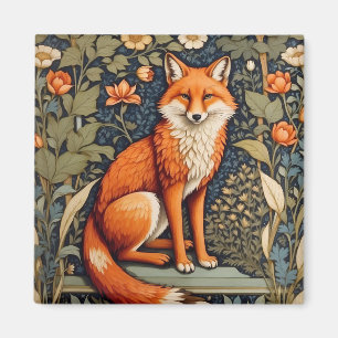 Mooie zittende rode vos William Morris geïnspireer Magneet