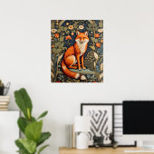 Mooie zittende rode vos William Morris geïnspireer Poster (Thuiskantoor)