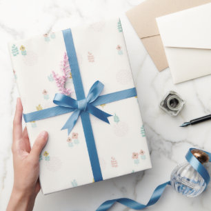 Mooie Zoete Bloementuin Cartoon Verjaardagsfeest Cadeaupapier
