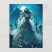 Mooie zombie op het kerkhof feestdagenkaart (Voorkant)