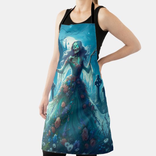 Mooie zombie op het kerkhof schort (Insitu)