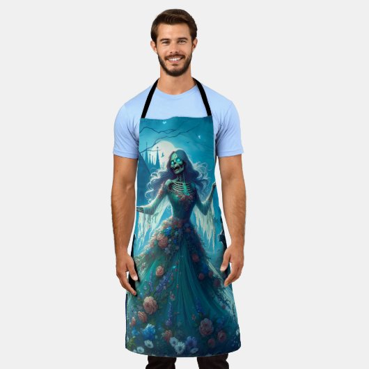 Mooie zombie op het kerkhof schort (Gedragen)