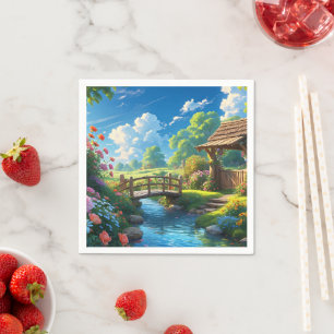 Mooie zomer, kleurrijke illustratie, servet
