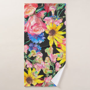 Mooie zomerbloemen met rozen. Floral-zeeman Badhanddoek