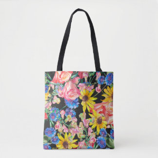 Mooie zomerbloemen met rozen. Floral-zeeman Draagtas