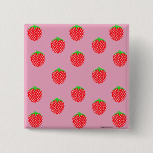 Mooie zomerse bessen vierkante button 5,1 cm