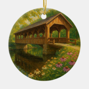 Mooie zomerse overdekte brug kunst keramisch ornament