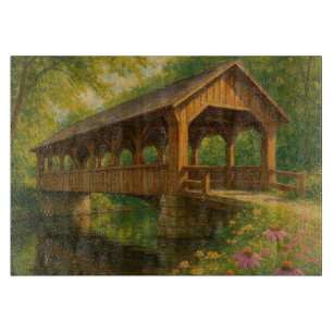 Mooie zomerse overdekte brug kunst snijplank
