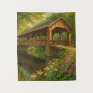 Mooie zomerse overdekte brug kunst wandkleed