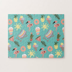 Mooie zomerthema tropische flamingo strand legpuzzel