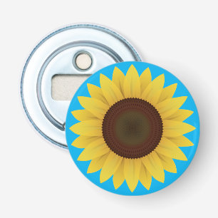 Mooie zomerzonnebloem button flesopener