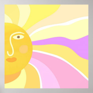 Mooie zon abstracte schilderkunst poster