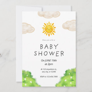 Mooie Zonne Tuin Aangepaste Baby Shower Uitnodigin Kaart