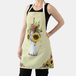 Mooie zonnebloem aquarel gele stippen schort